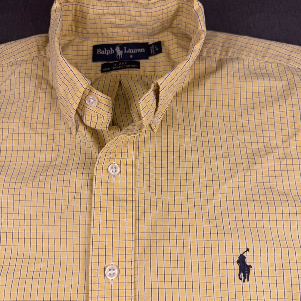Ralph Lauren Blake Men's Yellow Plaid Button Down Shirt‎ Classic Fit Size L